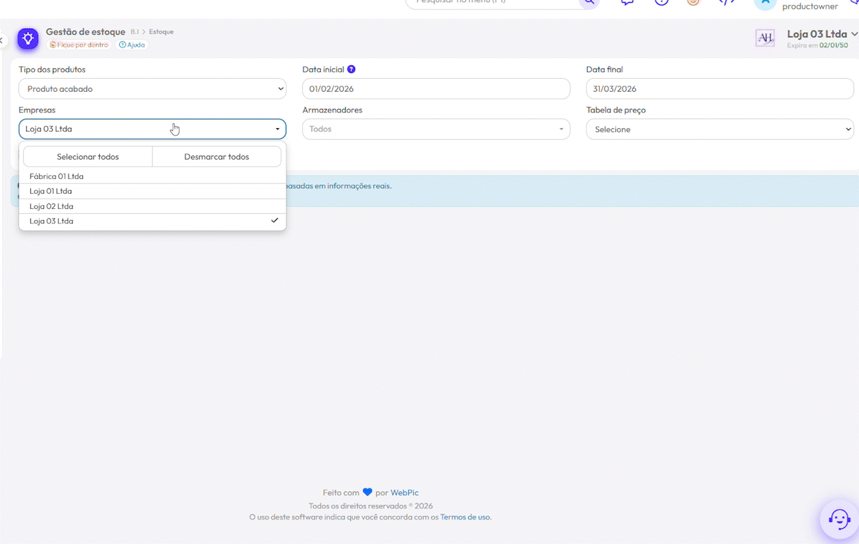 B.I. e Relatórios - WEBPIC