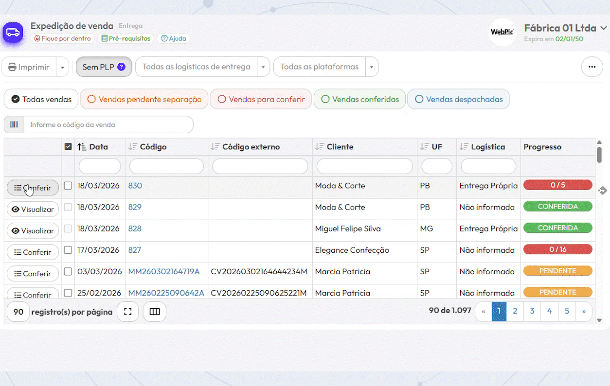 Expedição e Integrações - WEBPIC